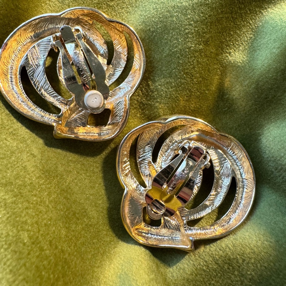 Givenchy Gold Tone Swirl Clip on Earrings - Picture 3 of 6